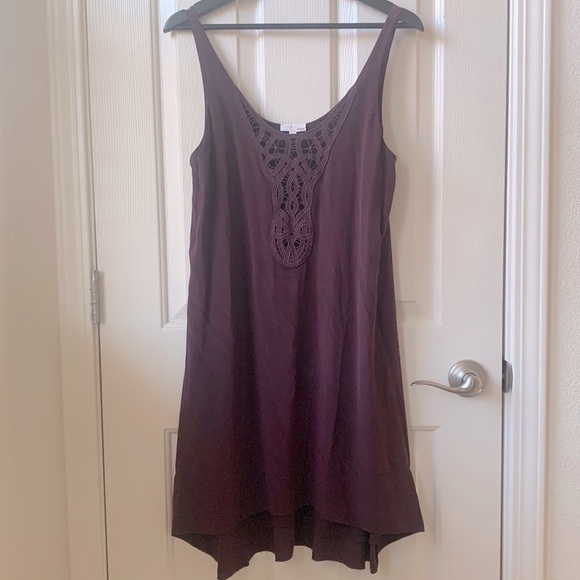 Aritzia Wilfred Lazare crochet 100% Silk relaxed Dress in Burgundy Small - Picture 2 of 8